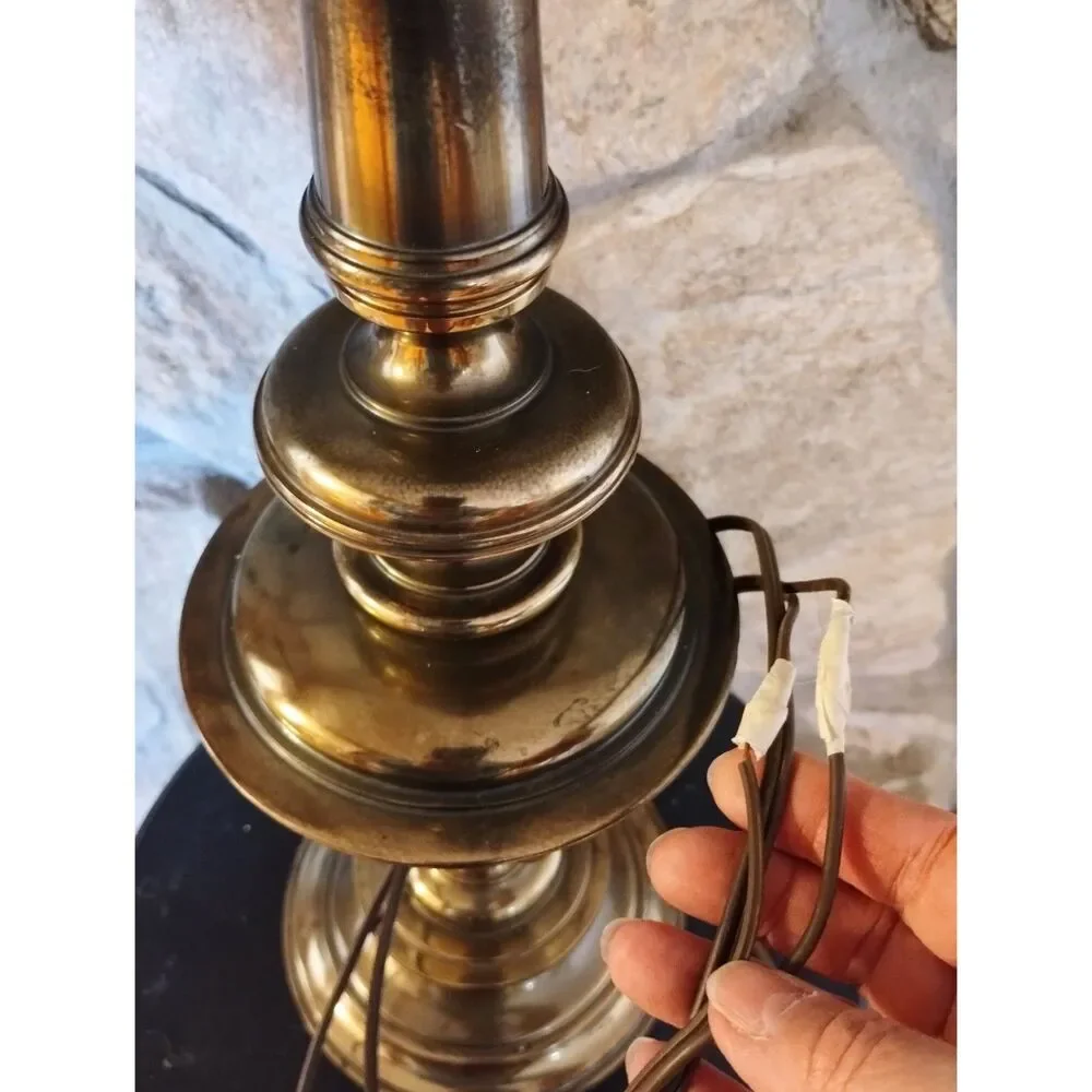 Vintage Stiffel Heavy Brass Table Lamp MCM Hollywood Regency 26.5